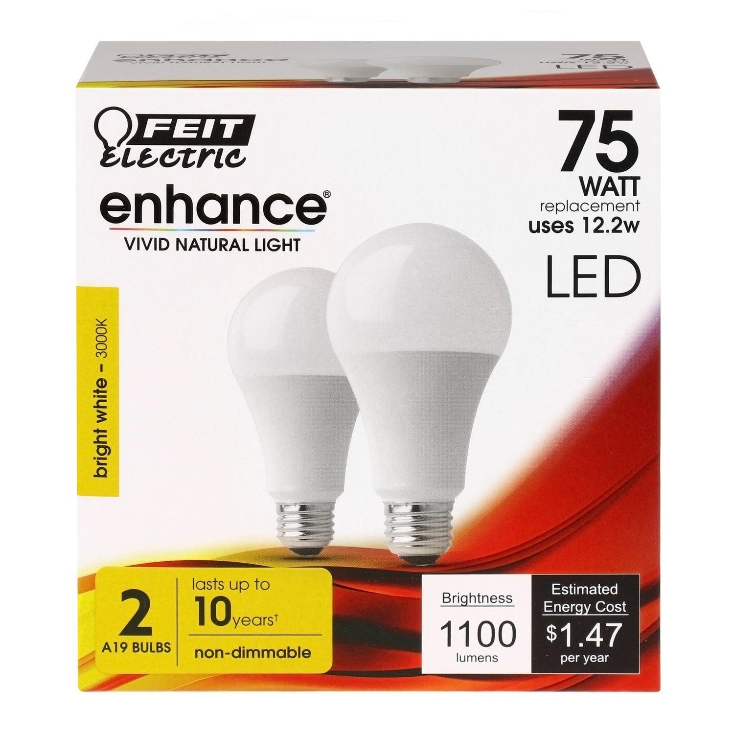 Feit Electric OM75/930CA10K/2 General Purpose Led Bulb,75W, 2-pk
