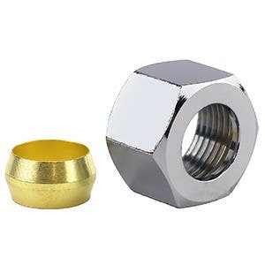 Larsen Supply Co 17-6135 Chrome Plated Compression Nut And Sleeve 3/8"