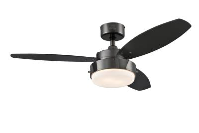 Westinghouse 72215 42" Alloy Indoor Ceiling Fan w/ LED Light Fixture, Gun Metal, Black, Graphite, Opal Frosted Glass