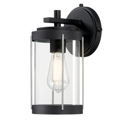 Westinghouse 61221 Kezia Outdoor Wall Fixture,Textured Black and Industrial Steel w/ Clear Glass