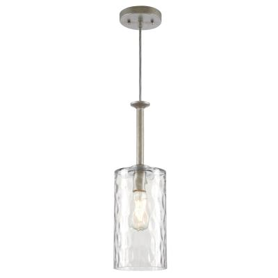 Westinghouse 61252 Hernando One-Light Indoor Mini Pendant, Industrial Steel, Clear Hammered Glass
