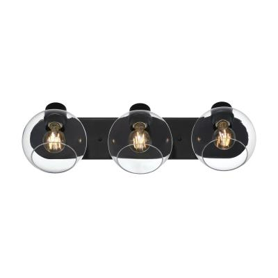 Westinghouse 61279 Hyson Three-Light Wall Fixture, Matte Black, Clear Glass