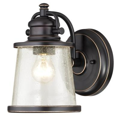 Westinghouse 62040 Emma Jane One-Light Outdoor Wall Lantern,Amber Bronze, Steel, Seeded Glass
