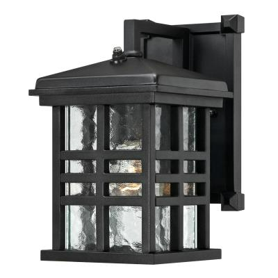 Westinghouse 62045 Caliste One-Light Outdoor Wall Lantern w/ Dusk to Dawn Sensor,Textured Black, Aluminum, Clear Water Glass
