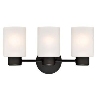 Westinghouse 63541 Sylvestre Three-Light Indoor Wall Fixture, Oil Rubbed Bronze, Frosted Glass