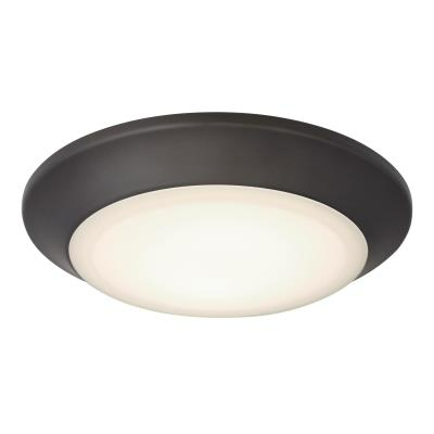 Westinghouse 6134100 Makira 7.5" 16 Watt Dimmable LED Indoor/Outdoor Surface Mount Ceiling Fixture w/ Color Temperature Selection,Black-Bronze, Frosted Acrylic Shade