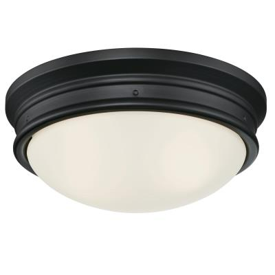 Westinghouse 63241 Meadowbrook Two-Light Indoor Flush-Mount Ceiling Fixture, Matte Black, Frosted Glass