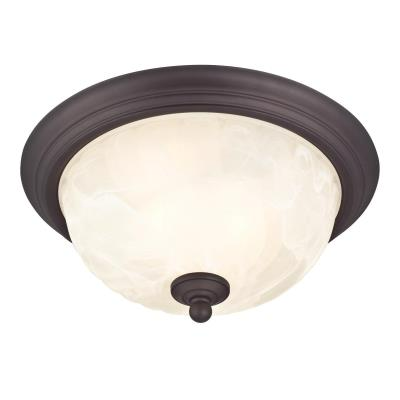 Westinghouse 62309 Naveen Two-Light Outdoor Flush-Mount Fixture, Oil Rubbed Bronze on Steel w/ White Alabaster Glass