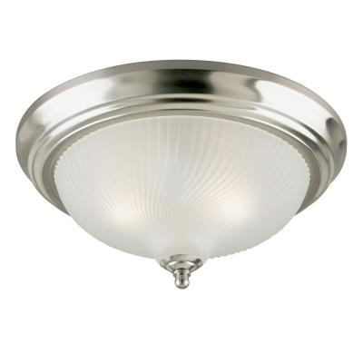 Westinghouse 64305 Two-Light Indoor Flush-Mount Ceiling Fixture, Brushed Nickel Finish w/ Frosted Swirl Glass