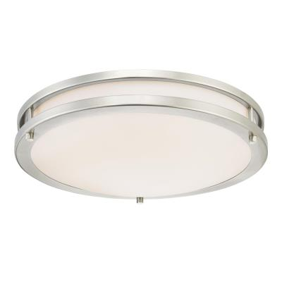 Westinghouse 64012 Lauderdale 15-3/4" Dimmable LED Indoor Flush Mount Ceiling Fixture, Brushed Nickel w/ White Acrylic Shade