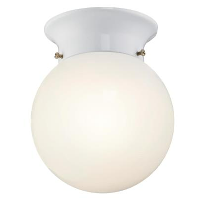 Westinghouse 61070 5-13/16" Dimmable LED Indoor Flush Mount Ceiling Fixture, White w/ White Opal Glass Globe