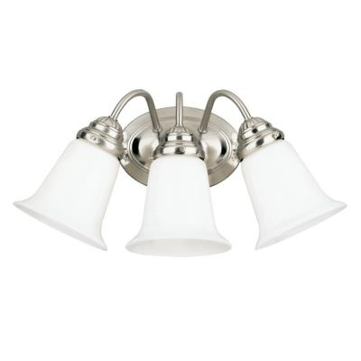 Westinghouse 66497 Three-Light Indoor Wall Fixture, Brushed Nickel, w/ White Opal Glass