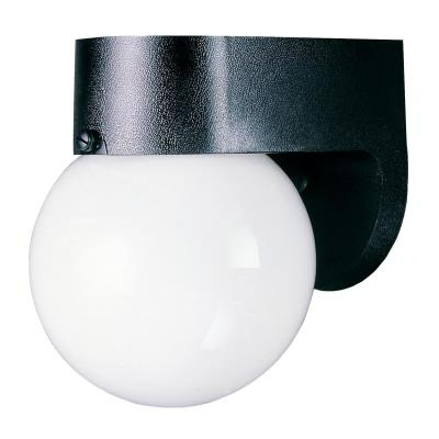 Westinghouse 66803 Polycarbonate Outdoor Wall Fixture, Black, w/ White Glass Globe