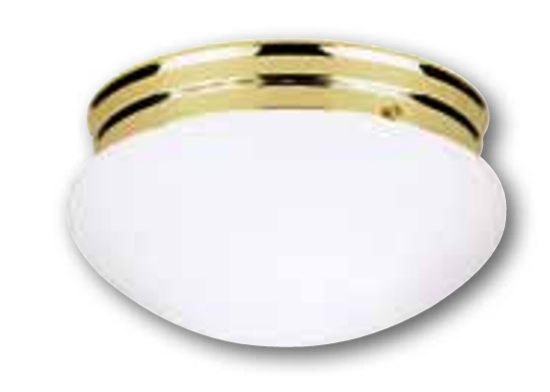 Westinghouse 66609 2-Light Flush Polished Brass, w/ White Glass