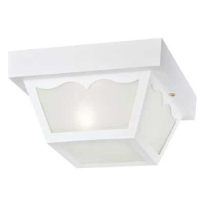 Westinghouse 66975 8" One-Light Polypropylene Outdoor Flush Mount Ceiling Fixture, White w/ Frosted Glass Panels