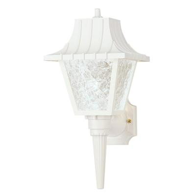 Westinghouse 66946 Polycarbonate Outdoor Wall Lantern with Removable Tail, White w/ Clear Textured Acrylic Panels