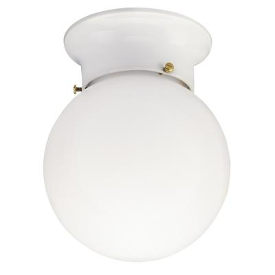 Westinghouse 66607 One-Light Indoor Flush-Mount Ceiling Fixture, White, White Glass Globe