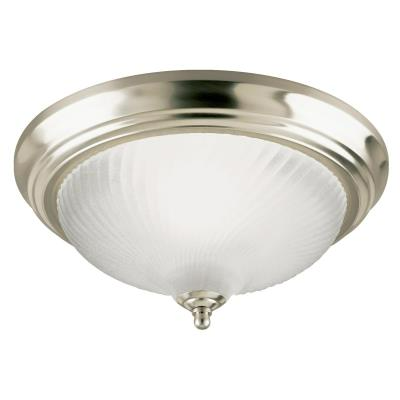 Westinghouse 64304 One-Light Indoor Flush-Mount Ceiling Fixture, Brushed Nickel, Frosted Swirl Glass