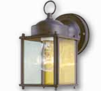 Westinghouse 66935 1-Light, Wall Lantern, Square, Sienna Brown, Steel, Clear Glass Panels, 100W