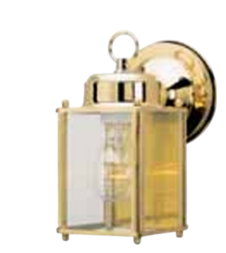 Westinghouse 66936 Square Wall Lantern,Single Light, Polished Solid Brass, Clear Glass Panels