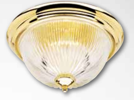 Westinghouse 66464 11-1/4" 1-Light Flush, Polished Brass, W/ Crystal Ribbed Glass, 75 Watt