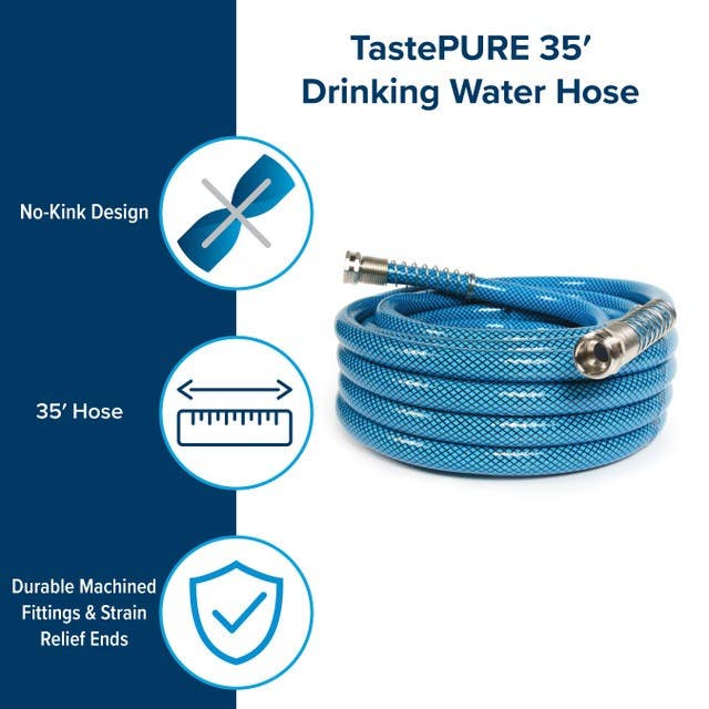 Camco Mfg 22843 TastePURE 35' Premium Drinking Water Hose, 5/8"ID