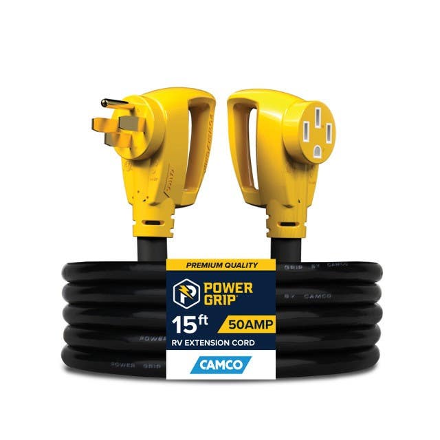 Camco Mfg 55194 Power Grip 15' Heavy-Duty 50-Amp RV Extension Cord