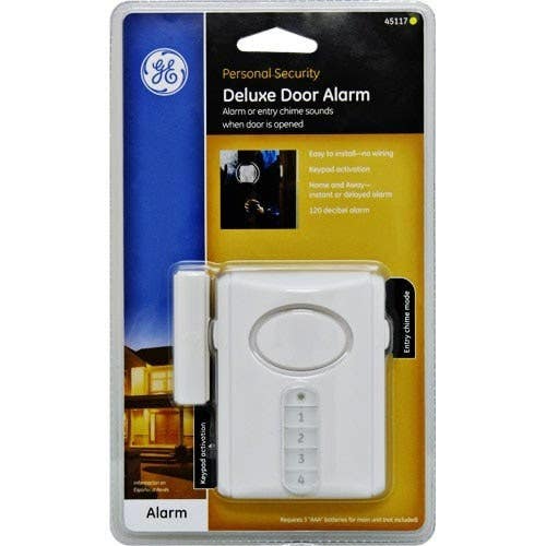 Jasco 45117 GE Battery-Operated Keypad-Controlled Door Alarm, White