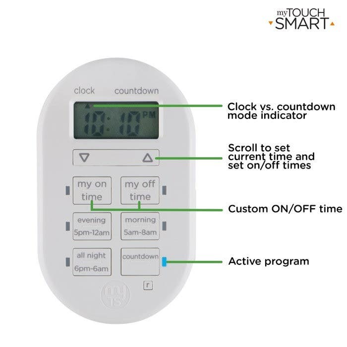 Jasco 26892-P1 MyTouchSmart Indoor Plug-In Simple Set Digital Timer, White