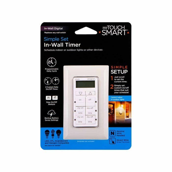 Jasco 26893-P1 MyTouchSmart Indoor In-Wall Simple Set Digital Timer, White