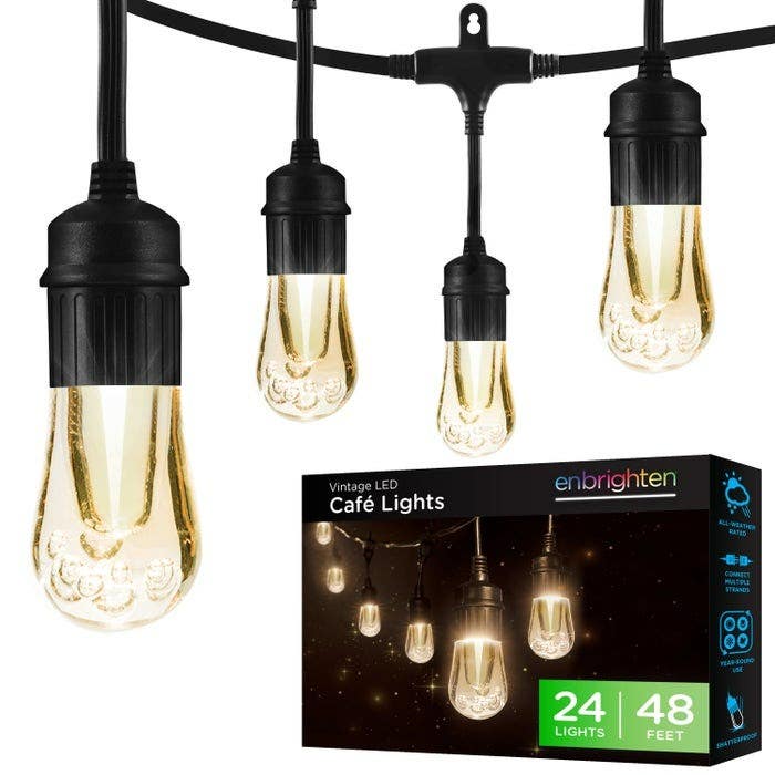 Jasco 356 Vintage Led Cafe Light, Black Cord