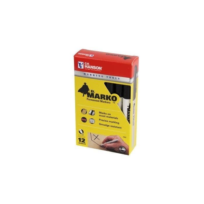 C.H. Hanson 10605 El Marko Permanent Marker Black (12 Pack)