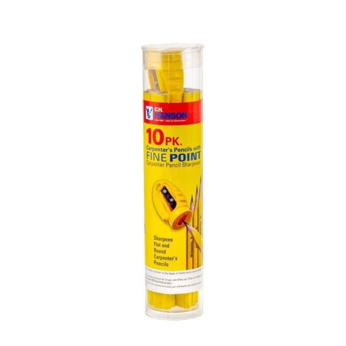 C.H. Hanson 10214 10 Carpenter Pencils With 1 Sharpener (9 Pack)