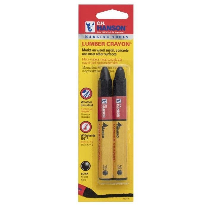 C.H. Hanson 10353 El Marko Lumber Crayon Standard Black 2 Piece Carded (12 Pack)
