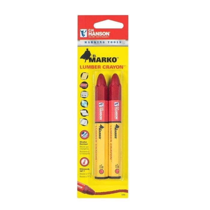 C.H. Hanson 10356 El Marko Lumber Crayon Standard Red 2 Piece Carded (12 Pack)