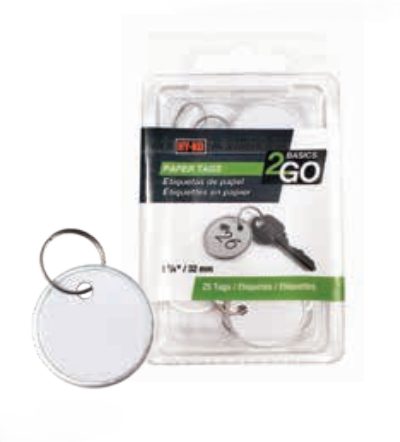 HY-KO Products KC144 1-1/4" Paper ID Tag With Split Ring, 25-pk