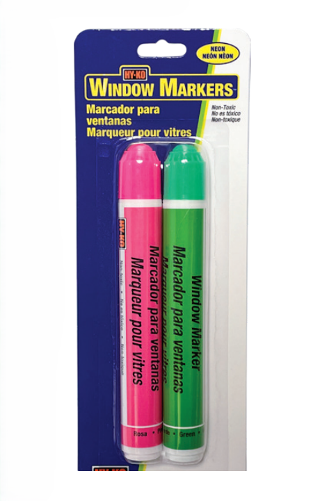 HY-KO Products 40617 Neon Window Markers - Pink/Green (2pk)