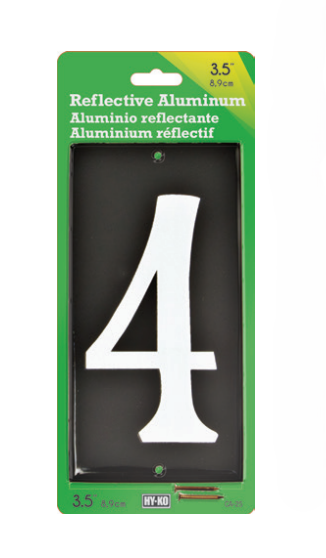 HY-KO Products CA-25/0 3-1/2", Reflective Aluminum, Number "0"