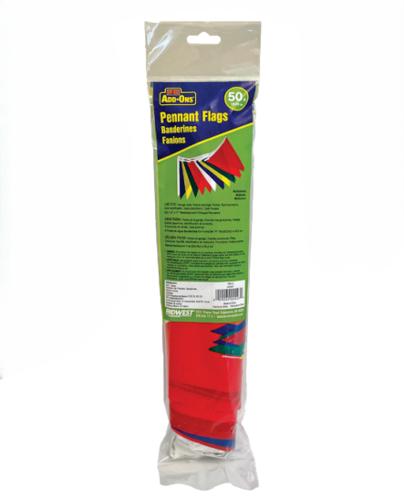 HY-KO Products PEN-3 12" x 18" Multi Color Polyethylene Pennant Flag, 50ft.