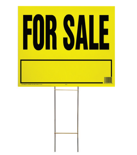 HY-KO Products YFS-10 20" x 24" Yellow For Sale Sign, Corrugated Plastic