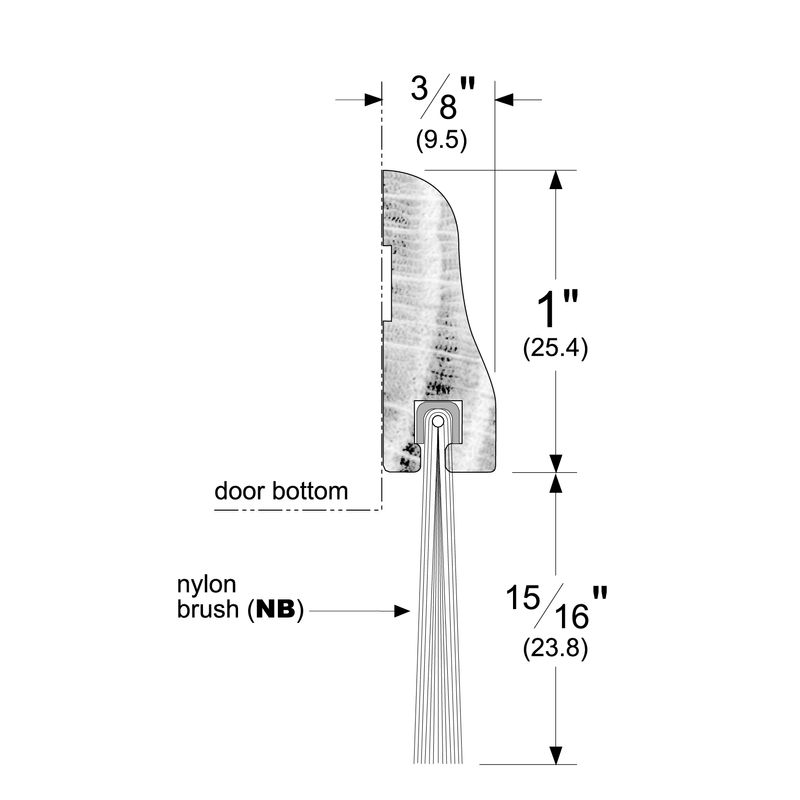Pemko 18100WNB36 Nylon Brush Seal w/ 180 Degree Wood Retainer, Length-36"