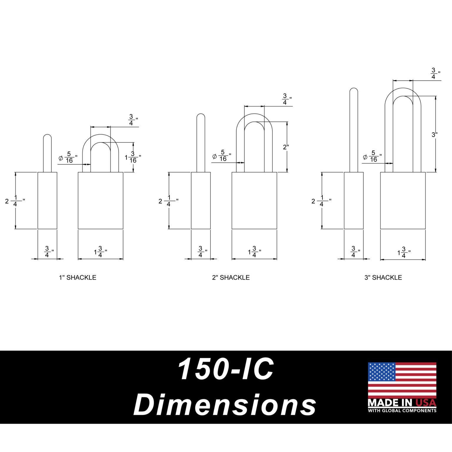 Paclock 150-IC SFIC Compatible Medium Duty Brass Padlock, 5/16" Shackle Dia.