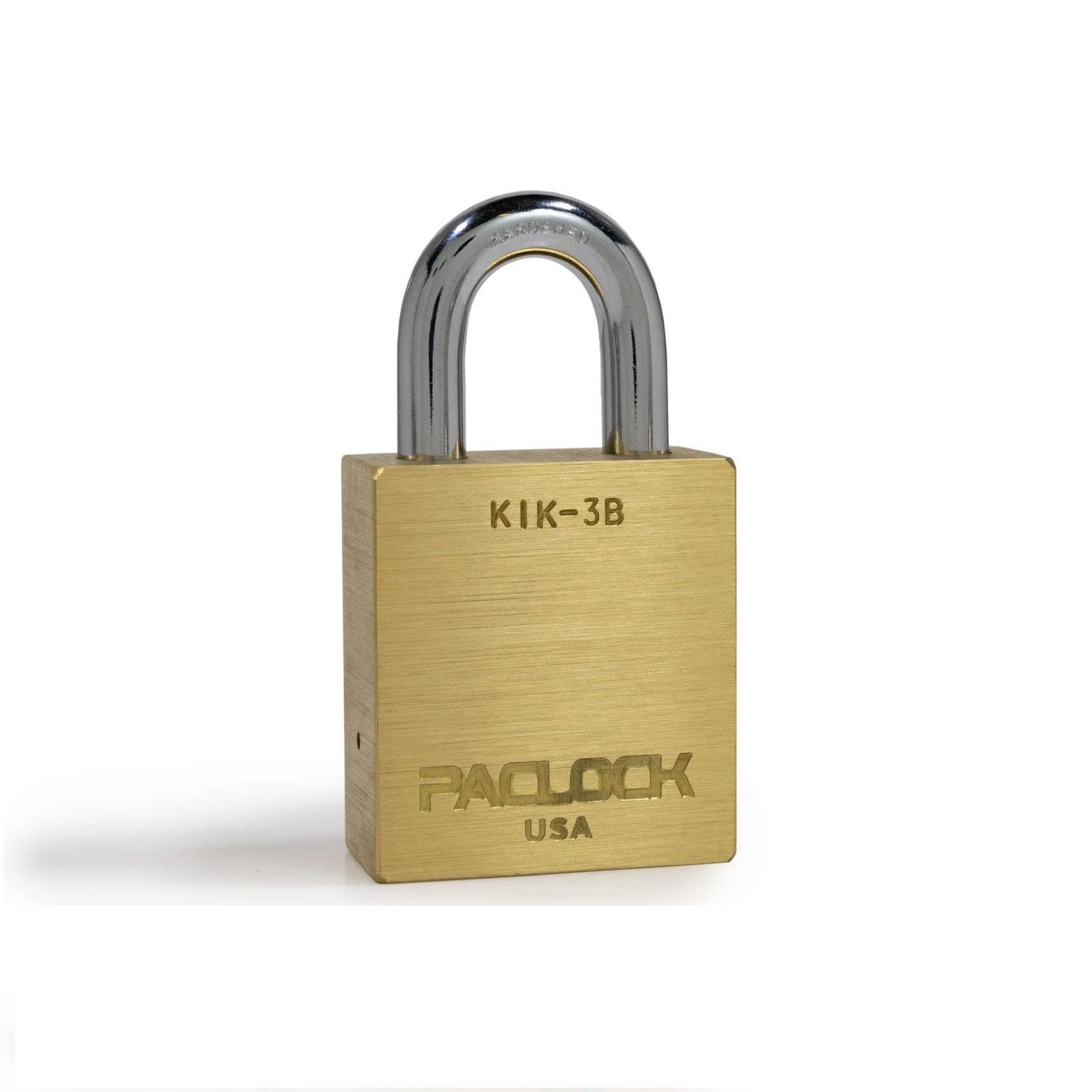 Paclock KiK-3B Key-in-Knob/Lever Compatible Heavy Duty Brass Padlock, 3/8" Shackle Dia.