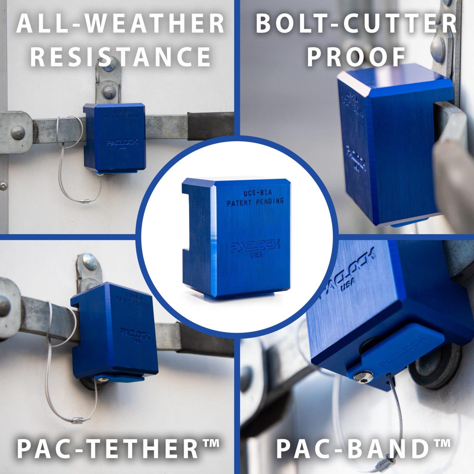 Paclock UCS-81A Hidden Shackle Aluminum Trailer Door Lock, Universal Cylinder System,6-Pin Cylinder