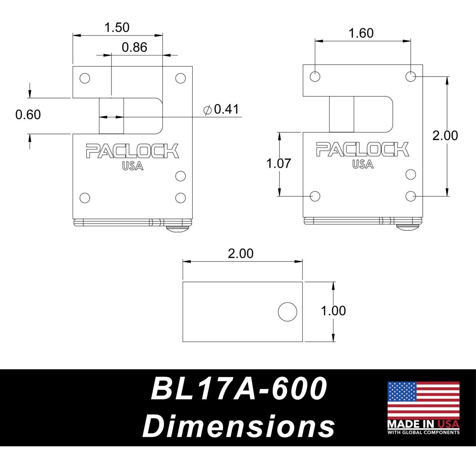 Paclock BL17A-IC SFIC Compatible Hidden Shackle Aluminum Block Lock