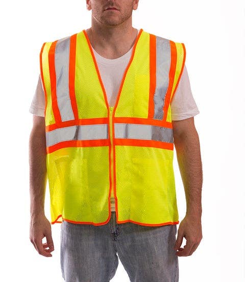 Tingley V70642 Job Sight Class 2 Two-Tone Mesh Vest, Lime/ Yellow