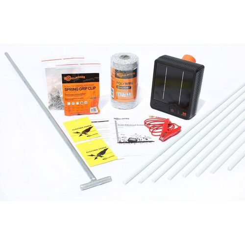 Gallagher A600 Electric Fence Protection Kit, Battery Operated, safely deters deer, rabbits, raccoons, dogs, and other domestic and non-domestic animal