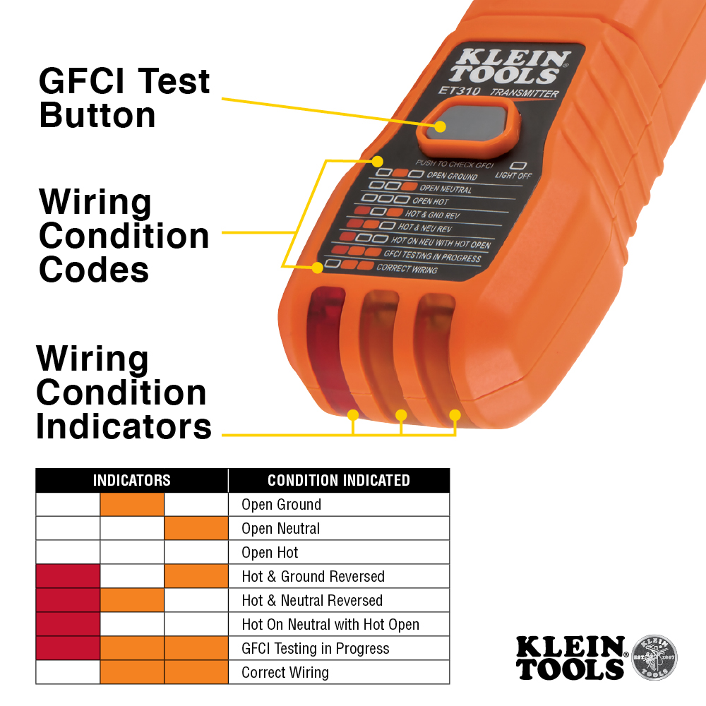 Klein Tools ET310 Digital Circuit Breaker Finder with GFCI Outlet Tester