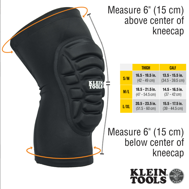 Klein Tools 60592 Lightweight Knee Pad Sleeves, L/XL