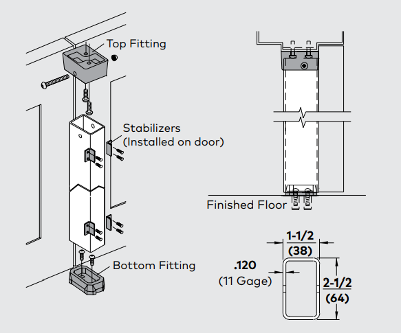 KABA 1330 Steel Mullion, 1-1/2" × 2-1/2", primed